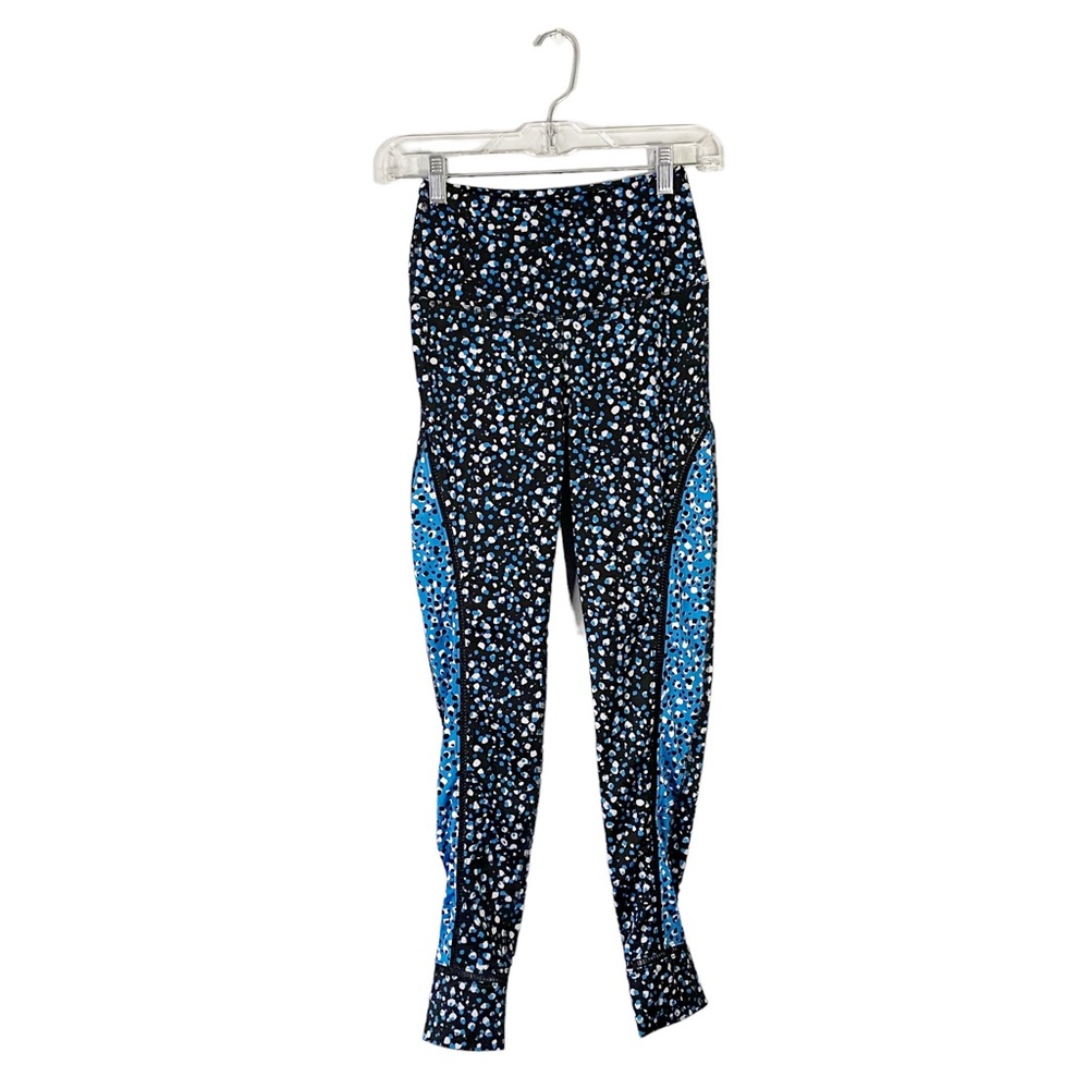 Beyond Yoga Black Blue White Speckled Athleisure Activewear Leggings Size Medium